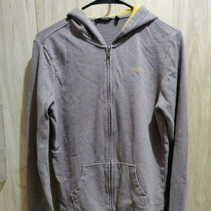 Hurley Women's Zip Up Hoodie Sz L Gray/Yellow